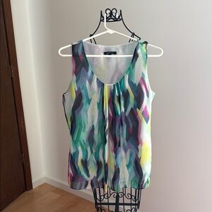 Anne Klein Green and Blue Graphic Tank Top